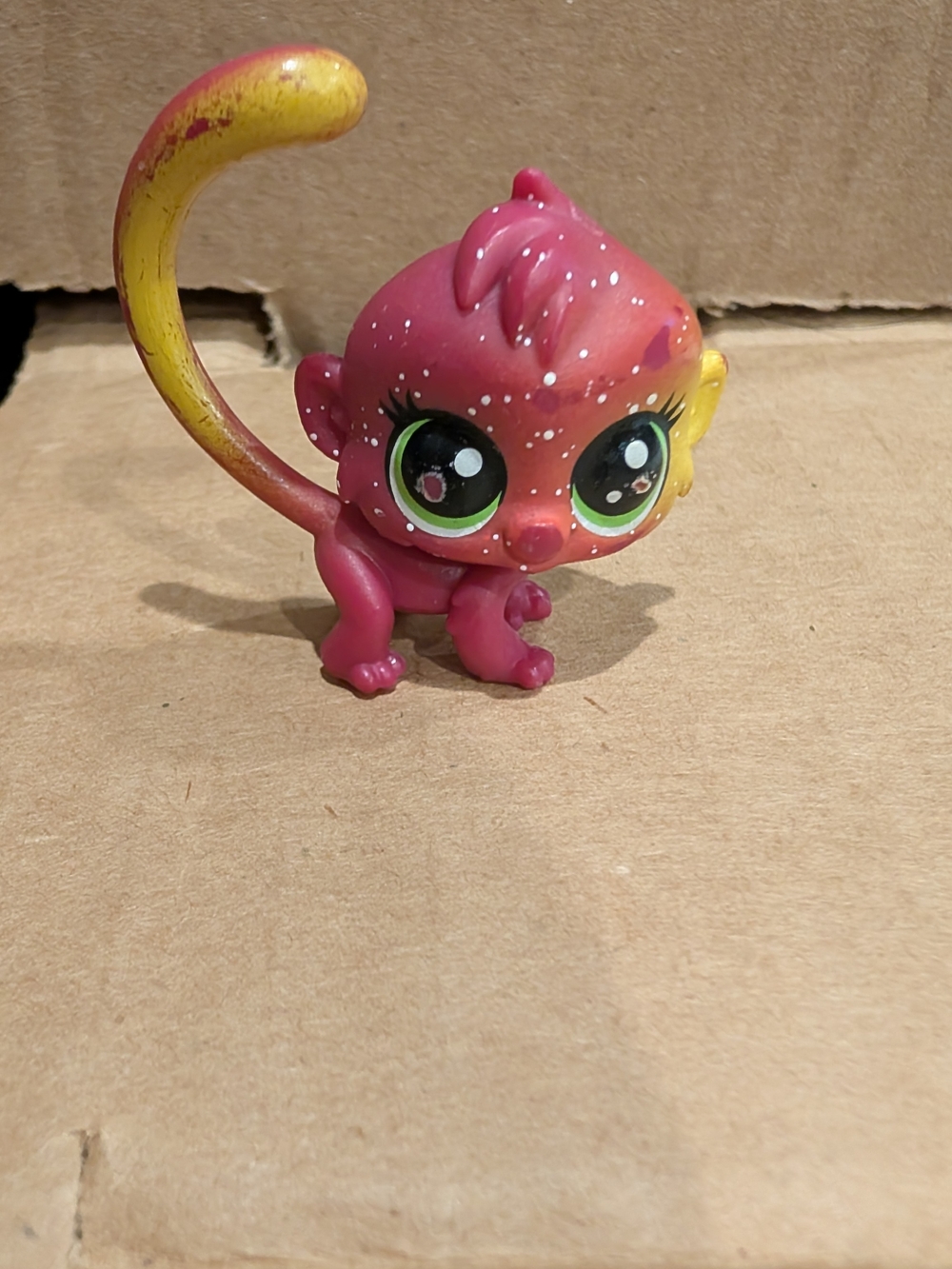 Littlest Pet Shop Pink and Yellow Monkey Figure